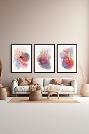 3 Parça Çerçeve Görünümlü Mdf Tablo Seti - ARTSYCLLCT28