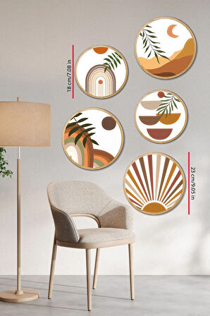 Dekoratif Oval 5 Parça Çerçeve Görünümlü Mdf Tablo Seti - ARTOVLCLLCT1