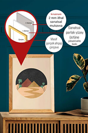 Gerçek Ahşap Çerçeveli 3 Parça 3D Poster Tablo Seti - 3DARTSOHOSET5