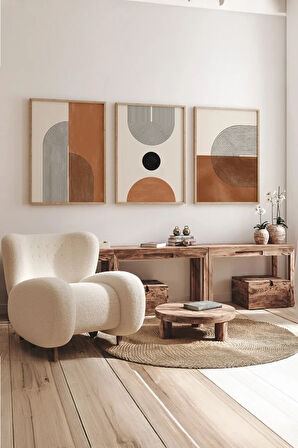 Gerçek Ahşap Çerçeveli 3 Parça 3D Poster Tablo Seti - 3DARTSOHOSET10