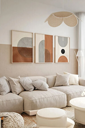 Gerçek Ahşap Çerçeveli 3 Parça 3D Poster Tablo Seti - 3DARTSOHOSET10