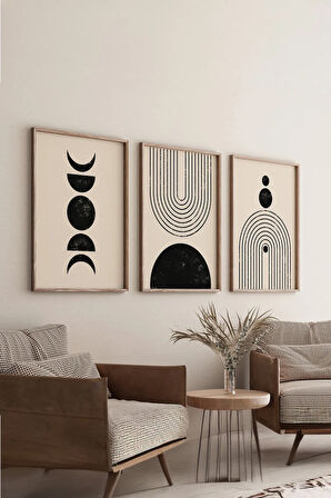 Gerçek Ahşap Çerçeveli 3 Parça 3D Poster Tablo Seti - 3DARTSOHOSET17