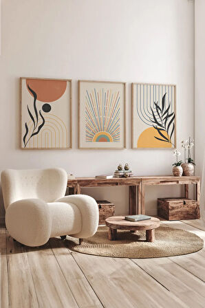 Gerçek Ahşap Çerçeveli 3 Parça 3D Poster Tablo Seti - 3DARTSOHOSET23