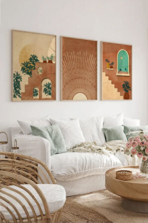 Gerçek Ahşap Çerçeveli 3 Parça 3D Poster Tablo Seti - 3DARTSOHOSET27
