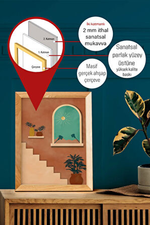 Gerçek Ahşap Çerçeveli 3 Parça 3D Poster Tablo Seti - 3DARTSOHOSET27