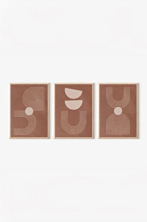 Gerçek Ahşap Çerçeveli 3 Parça 3D Poster Tablo Seti - 3DARTSOHOSET40