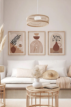 Gerçek Ahşap Çerçeveli 3 Parça 3D Poster Tablo Seti - 3DARTSOHOSET41