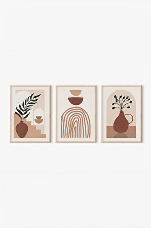 Gerçek Ahşap Çerçeveli 3 Parça 3D Poster Tablo Seti - 3DARTSOHOSET41