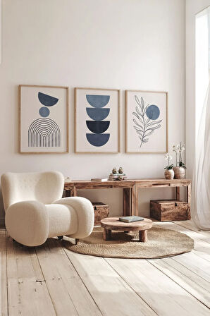 Gerçek Ahşap Çerçeveli 3 Parça 3D Poster Tablo Seti - 3DARTSOHOSET42