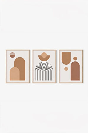 Gerçek Ahşap Çerçeveli 3 Parça 3D Poster Tablo Seti - 3DARTSOHOSET47