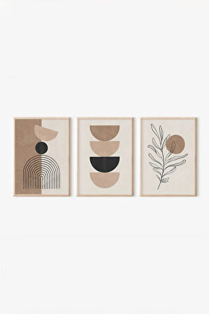 Gerçek Ahşap Çerçeveli 3 Parça 3D Poster Tablo Seti - 3DARTSOHOSET49