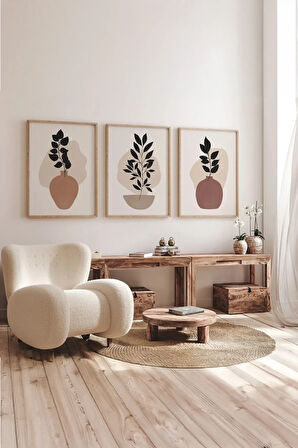 Gerçek Ahşap Çerçeveli 3 Parça 3D Poster Tablo Seti - 3DARTSOHOSET53