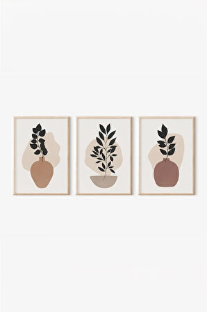Gerçek Ahşap Çerçeveli 3 Parça 3D Poster Tablo Seti - 3DARTSOHOSET53