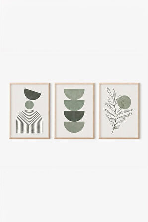 Gerçek Ahşap Çerçeveli 3 Parça 3D Poster Tablo Seti - 3DARTSOHOSET55