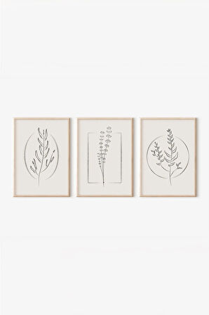 Gerçek Ahşap Çerçeveli 3 Parça 3D Poster Tablo Seti - 3DARTSOHOSET61
