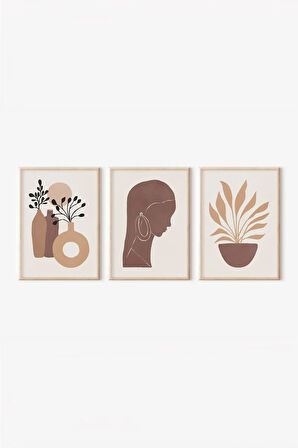 Gerçek Ahşap Çerçeveli 3 Parça 3D Poster Tablo Seti - 3DARTSOHOSET64