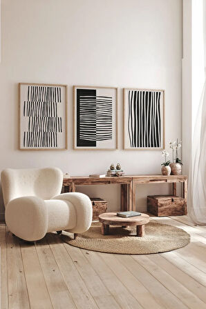 Gerçek Ahşap Çerçeveli 3 Parça 3D Poster Tablo Seti - 3DARTSOHOSET78