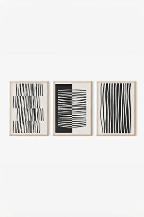 Gerçek Ahşap Çerçeveli 3 Parça 3D Poster Tablo Seti - 3DARTSOHOSET78