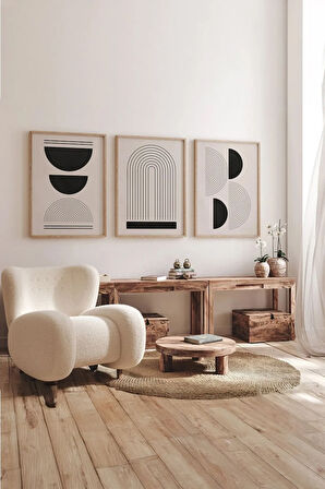 Gerçek Ahşap Çerçeveli 3 Parça 3D Poster Tablo Seti - 3DARTSOHOSET82