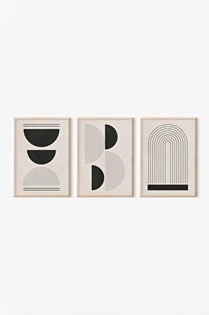 Gerçek Ahşap Çerçeveli 3 Parça 3D Poster Tablo Seti - 3DARTSOHOSET82