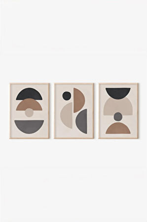 Gerçek Ahşap Çerçeveli 3 Parça 3D Poster Tablo Seti - 3DARTSOHOSET88