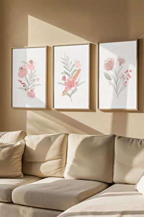 Gerçek Ahşap Çerçeveli 3 Parça 3D Poster Tablo Seti - 3DARTSOHOSET100