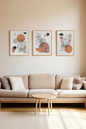 Gerçek Ahşap Çerçeveli 3 Parça 3D Poster Tablo Seti - 3DARTSOHOSET110