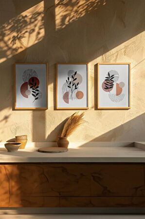 Gerçek Ahşap Çerçeveli 3 Parça 3D Poster Tablo Seti - 3DARTSOHOSET113