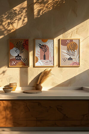 Gerçek Ahşap Çerçeveli 3 Parça 3D Poster Tablo Seti - 3DARTSOHOSET117