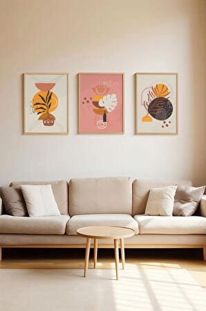 Gerçek Ahşap Çerçeveli 3 Parça 3D Poster Tablo Seti - 3DARTSOHOSET118