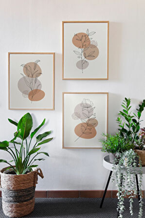 Gerçek Ahşap Çerçeveli 3 Parça 3D Poster Tablo Seti - 3DARTSOHOSET120