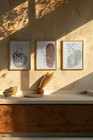 Gerçek Ahşap Çerçeveli 3 Parça 3D Poster Tablo Seti - 3DARTSOHOSET121