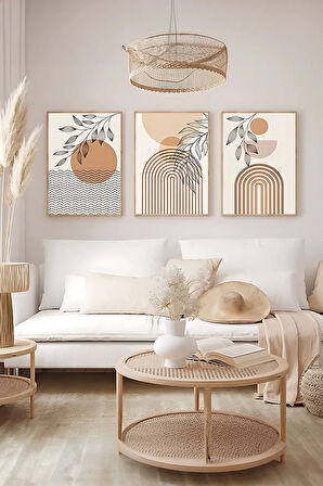 Gerçek Ahşap Çerçeveli 3 Parça 3D Poster Tablo Seti - 3DARTSOHOSET129