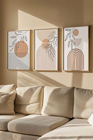 Gerçek Ahşap Çerçeveli 3 Parça 3D Poster Tablo Seti - 3DARTSOHOSET129