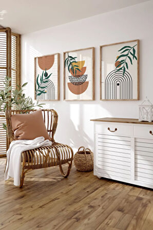 Gerçek Ahşap Çerçeveli 3 Parça 3D Poster Tablo Seti - 3DARTSOHOSET130