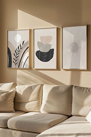 Gerçek Ahşap Çerçeveli 3 Parça 3D Poster Tablo Seti - 3DARTSOHOSET131