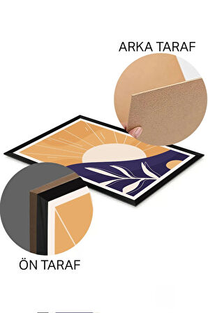 3 Parça Siyah Çerçeve Görünümlü Mdf Tablo Seti - Set 18