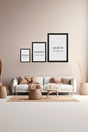 3 Parça Siyah Çerçeve Görünümlü Mdf Tablo Seti - Set 18