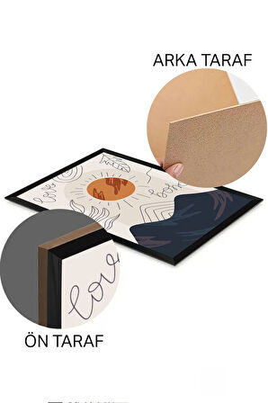 3 Parça Siyah Çerçeve Görünümlü Mdf Tablo Seti - Set 7