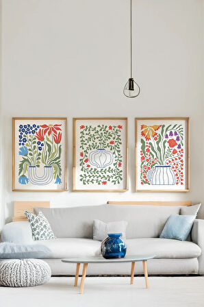 Gerçek Ahşap Çerçeveli 3 Parça 3D Poster Tablo Seti - ERSY3SET15