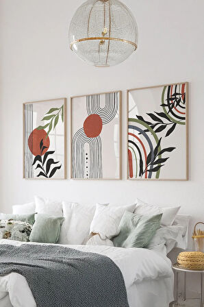 Gerçek Ahşap Çerçeveli 3 Parça 3D Poster Tablo Seti - ERSY3SET22