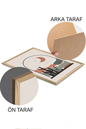 3 Parça Ahşap Çerçeve Görünümlü Mdf Tablo Seti - ERSYCRVSZ3SET9