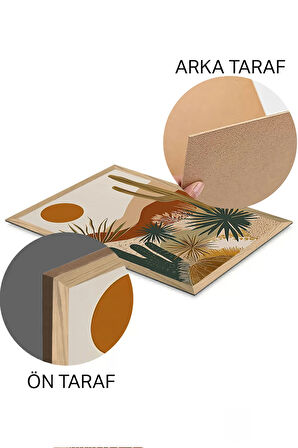 3 Parça Ahşap Çerçeve Görünümlü Mdf Tablo Seti - ERSYCRVSZ3SET10