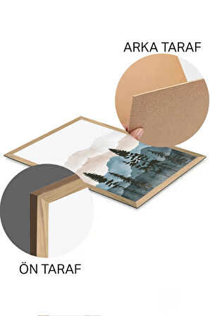 3 Parça Ahşap Çerçeve Görünümlü Mdf Tablo Seti - ERSYCRVSZ3SET17