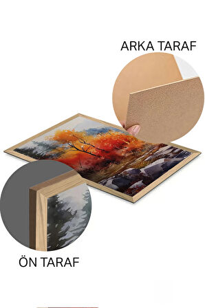 3 Parça Ahşap Çerçeve Görünümlü Mdf Tablo Seti - ERSYCRVSZ3SET19
