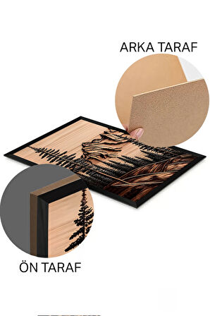 3 Parça Siyah Çerçeve Görünümlü MDF Poster Tablo Seti - Set 1