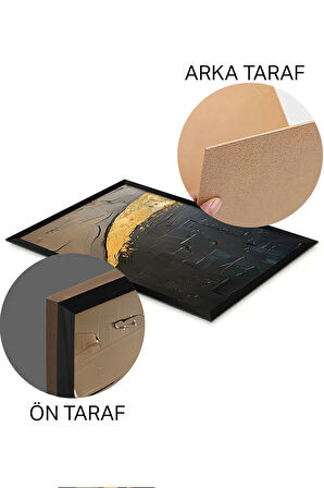 3 Parça Siyah Çerçeve Görünümlü MDF Poster Tablo Seti - Set 2