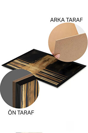 3 Parça Siyah Çerçeve Görünümlü MDF Poster Tablo Seti - Set 3