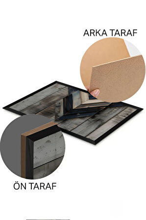 3 Parça Siyah Çerçeve Görünümlü MDF Poster Tablo Seti - Set 6
