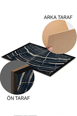 3 Parça Siyah Çerçeve Görünümlü MDF Poster Tablo Seti - Set 8